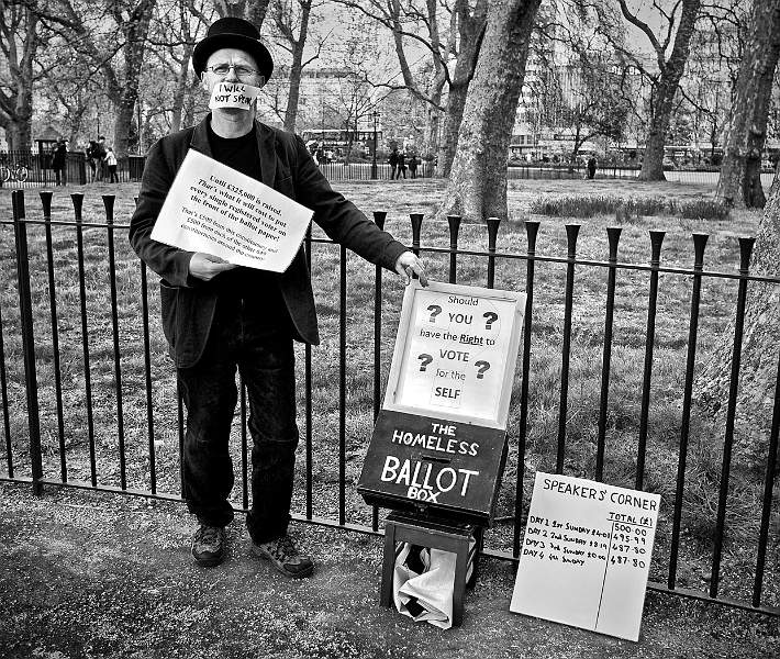 Speakers Corner Protestor.jpg - Monochrome Exhibition Print